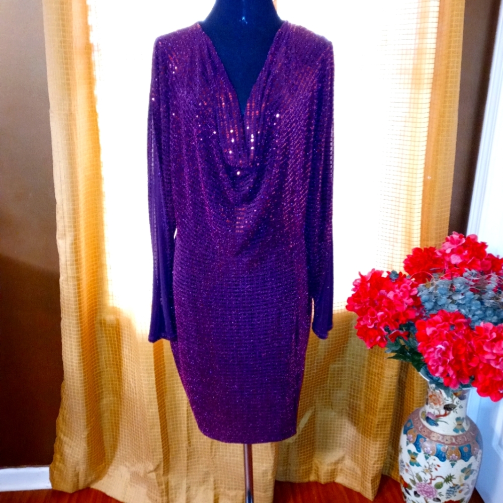 COPY - PLUS SIZE XIMENA SEQUINS DRESS - VIOLET